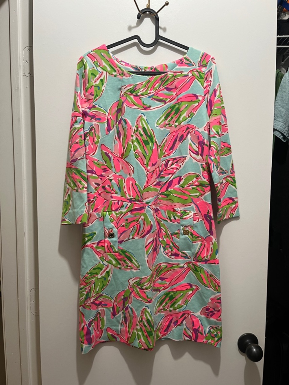 Lilly Pulitzer Pink Multi color leaves Dress size small